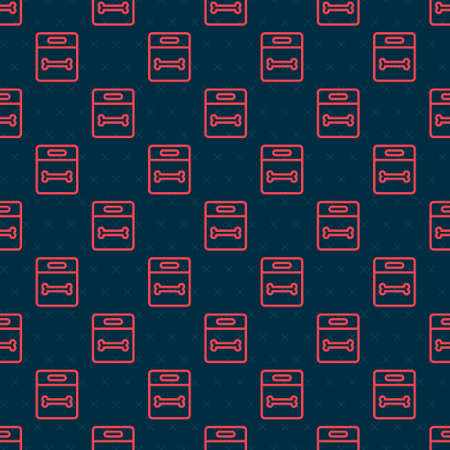Red line Dog bone icon isolated seamless pattern on black background. Pets food symbol. Vectorのイラスト素材