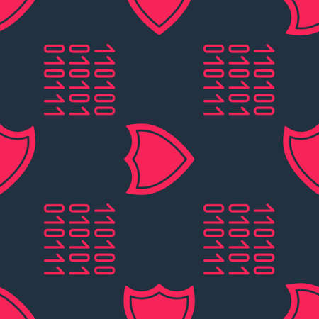 Set Binary code and Shield on seamless pattern. Vectorのイラスト素材