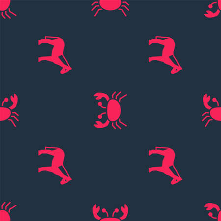 Set Horse and Crab on seamless pattern. Vectorのイラスト素材