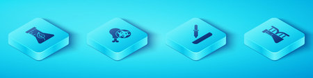 Set Isometric Test tube and flask, Gmo research chicken, DNA research, and Pipette icon. Vector