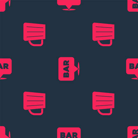 Set Wooden beer mug and Alcohol bar location on seamless pattern. Vectorのイラスト素材