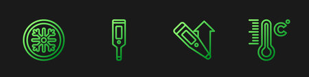 Set line Digital thermometer, Snowflake, and Meteorology. Gradient color icons. Vectorのイラスト素材