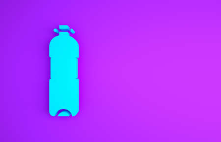 Blue Bottle of water icon isolated on purple background. Soda aqua drink sign. Minimalism concept. 3d illustration 3D renderの写真素材