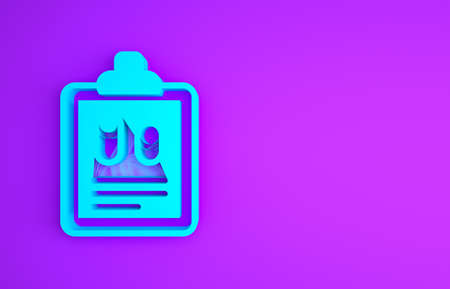 Blue Business finance report icon isolated on purple background. Audit and analysis, document, plan symbol. Minimalism concept. 3d illustration 3D renderの写真素材