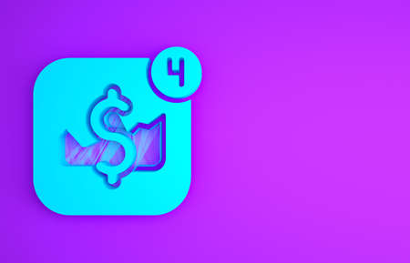 Blue Mobile stock trading concept icon isolated on purple background. Online trading, stock market analysis, business and investment. Minimalism concept. 3d illustration 3D renderの写真素材