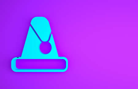 Blue Christmas Santa Claus hat icon isolated on purple background. Merry Christmas and Happy New Year. Minimalism concept. 3d illustration 3D renderの写真素材