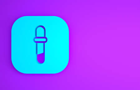 Blue Pipette icon isolated on purple background. Element of medical, chemistry lab equipment. Medicine symbol. Minimalism concept. 3d illustration 3D renderの写真素材