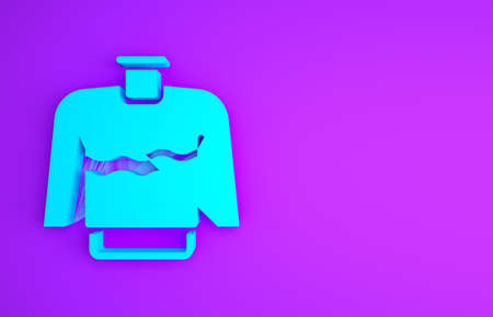 Blue Sweater icon isolated on purple background. Pullover icon. Minimalism concept. 3d illustration 3D renderの写真素材