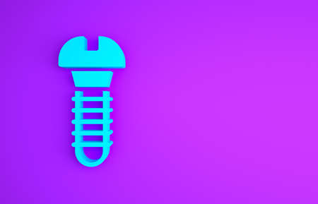 Blue Metallic screw icon isolated on purple background. Minimalism concept. 3d illustration 3D renderの写真素材