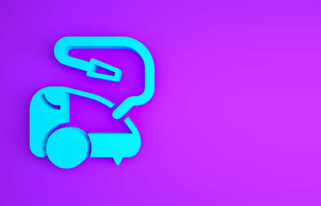 Blue Vacuum cleaner icon isolated on purple background. Minimalism concept. 3d illustration 3D renderの写真素材