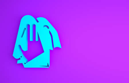 Blue Cleaning service icon isolated on purple background. Latex hand protection sign. Housework cleaning equipment symbol. Minimalism concept. 3d illustration 3D renderの写真素材