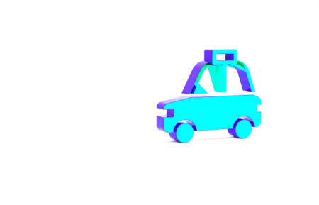 Turquoise Pet car taxi icon isolated on white background. Minimalism concept. 3d illustration 3D renderの写真素材