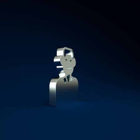 Silver Trader icon isolated on blue background. Businessman trading stocks. Minimalism concept. 3d illustration 3D renderの写真素材