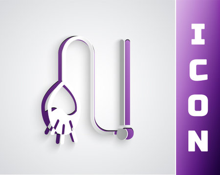 Paper cut Pet cat toy icon isolated on grey background. Paper art style. Vectorのイラスト素材