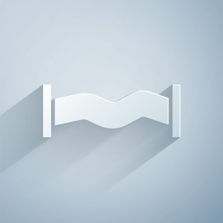 Paper cut Industry metallic pipe icon isolated on grey background. Plumbing pipeline parts of different shapes. Paper art style. Vectorのイラスト素材