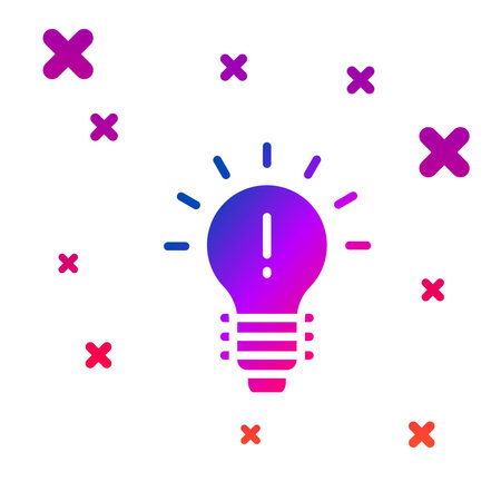 Color Light bulb with concept of idea icon isolated on white background. Energy and idea symbol. Inspiration concept. Gradient random dynamic shapes. Vector Illustrationのイラスト素材
