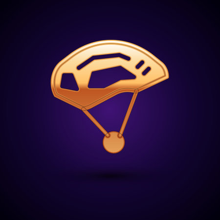 Gold Bicycle helmet icon isolated on black background. Extreme sport. Sport equipment. Vectorのイラスト素材