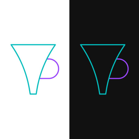 Line Funnel or filter icon isolated on white and black background. Colorful outline concept. Vectorのイラスト素材