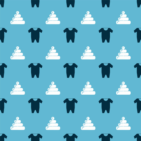 Set Baby clothes and Pyramid toy on seamless pattern. Vectorのイラスト素材