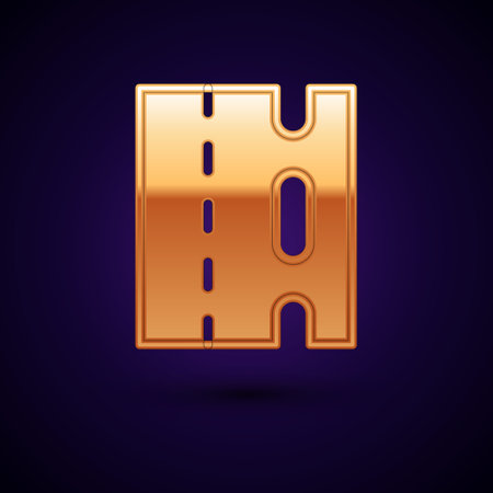 Gold Special bicycle ride on the bicycle lane icon isolated on black background. Vectorのイラスト素材