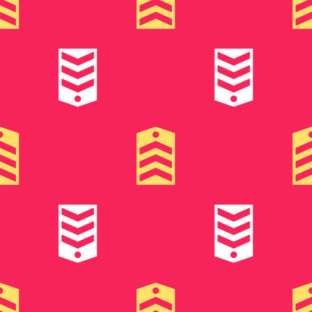 Yellow Chevron icon isolated seamless pattern on red background. Military badge sign. Vectorのイラスト素材