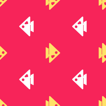 Yellow Fish icon isolated seamless pattern on red background. Vectorのイラスト素材