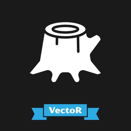 White Tree stump icon isolated on black background. Vectorのイラスト素材