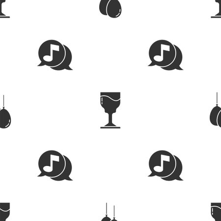 Set Balloons with ribbon, Wine glass and Musical note speech bubble on seamless pattern. Vectorのイラスト素材