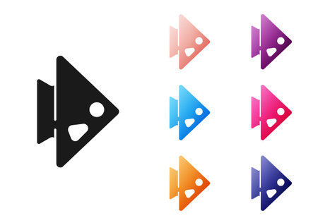 Black Fish icon isolated on white background. Set icons colorful. Vectorのイラスト素材