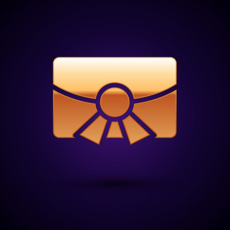 Gold Christmas postcard icon isolated on black background. Merry Christmas and Happy New Year. Vectorのイラスト素材