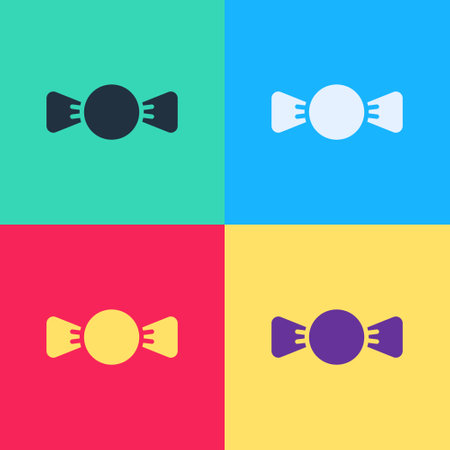 Pop art Bow tie icon isolated on color background. Vectorのイラスト素材