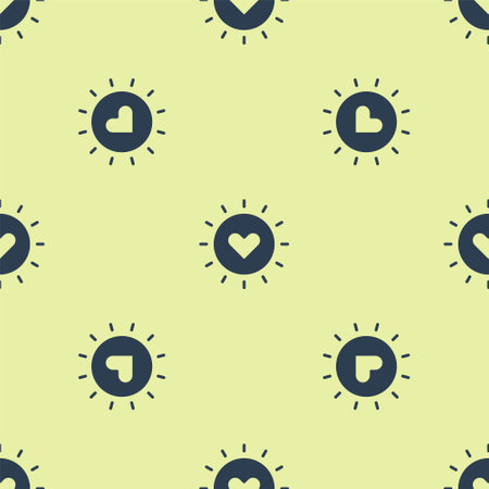 Blue Sun icon isolated seamless pattern on yellow background. Vectorのイラスト素材