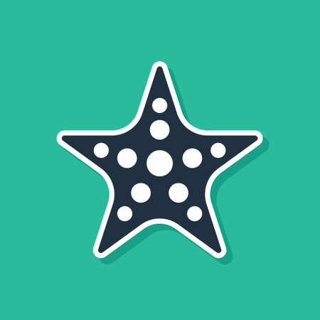 Blue Starfish icon isolated on green background. Vectorのイラスト素材