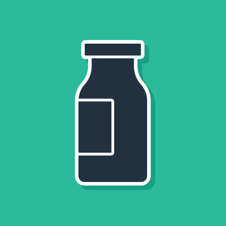 Blue Closed glass bottle with milk icon isolated on green background. Vectorのイラスト素材