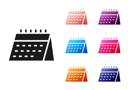 Black Calendar icon isolated on white background. Event reminder symbol. Set icons colorful. Vectorのイラスト素材