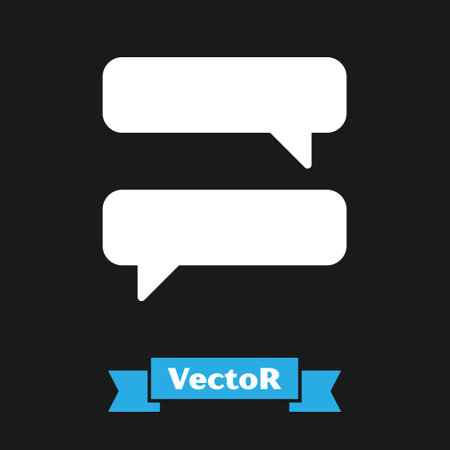 White Speech bubble chat icon isolated on black background. Message icon. Communication or comment chat symbol. Vector Illustrationのイラスト素材
