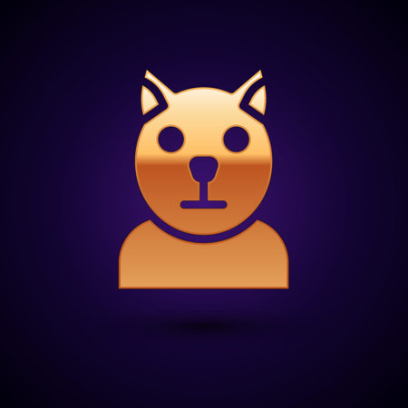 Gold Cat icon isolated on black background. Animal symbol. Vectorのイラスト素材