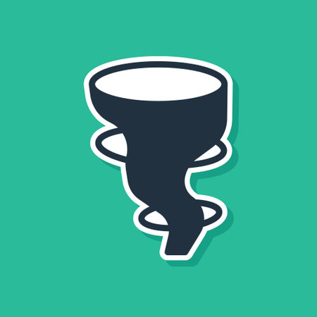 Blue Tornado icon isolated on green background. Vectorのイラスト素材