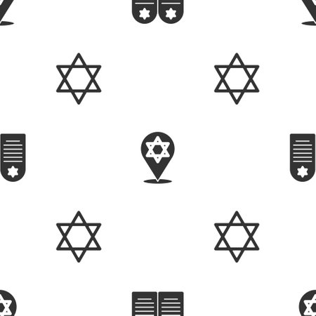 Set Tombstone with star of david on seamless pattern. Vectorのイラスト素材