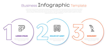 Set line Toilet paper roll, Dishwasher machine and Vacuum cleaner. Business infographic template. Vectorのイラスト素材