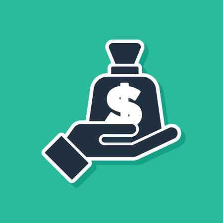 Blue Money in hand icon isolated on green background. Insurance concept. Security, safety, protection, protect concept. Vectorのイラスト素材