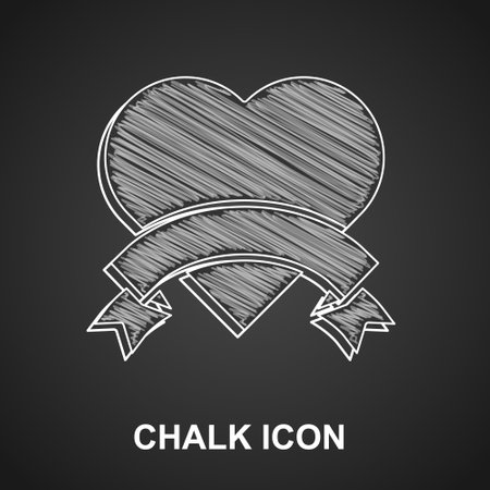 Chalk Heart icon isolated on black background. Romantic symbol linked, join, passion and wedding. Valentine day symbol. Vectorのイラスト素材