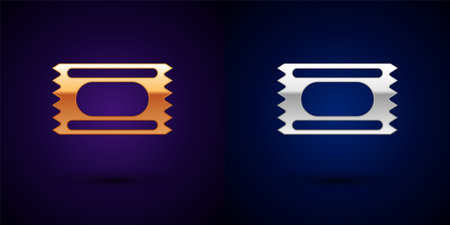 Gold and silver Circus ticket icon isolated on black background. Amusement park. Vectorのイラスト素材