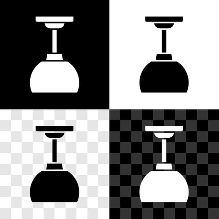 Set Lamp hanging icon isolated on black and white, transparent background. Ceiling lamp light bulb. Vectorのイラスト素材