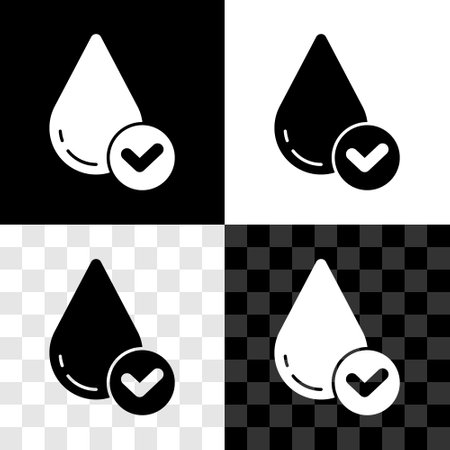 Set Water drop icon isolated on black and white, transparent background. Vectorのイラスト素材