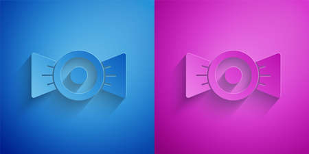 Paper cut Candy icon isolated on blue and purple background. Paper art style. Vectorのイラスト素材