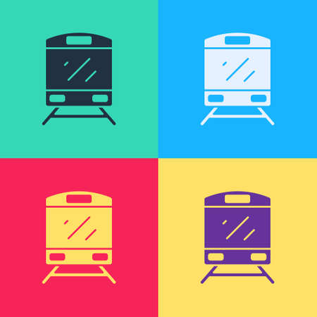 Pop art Train icon isolated on color background. Public transportation symbol. Subway train transport. Vectorのイラスト素材