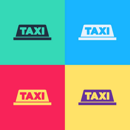 Pop art Taxi car roof icon isolated on color background. Vectorのイラスト素材