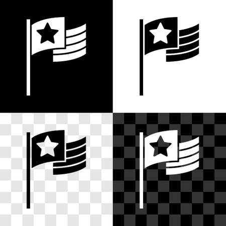 Set American flag icon isolated on black and white, transparent background. Flag of USA. United States of America. Vectorのイラスト素材