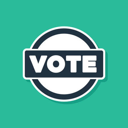Blue Vote icon isolated on green background. Vector